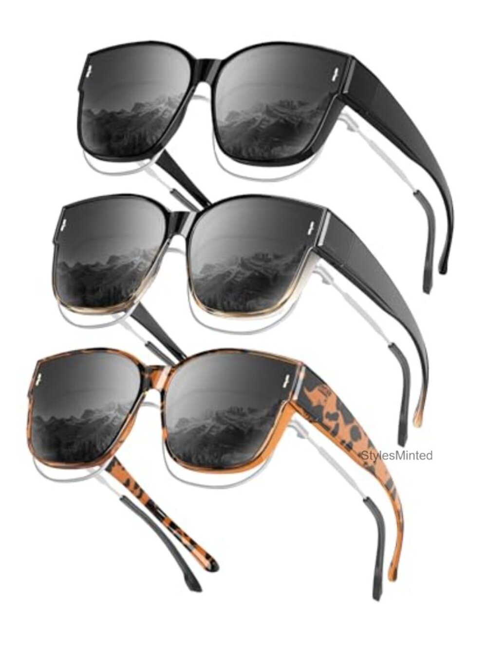 Polarized Wrap-Around Fit-Over Sunglasses UV400 for Men - 3 Pack